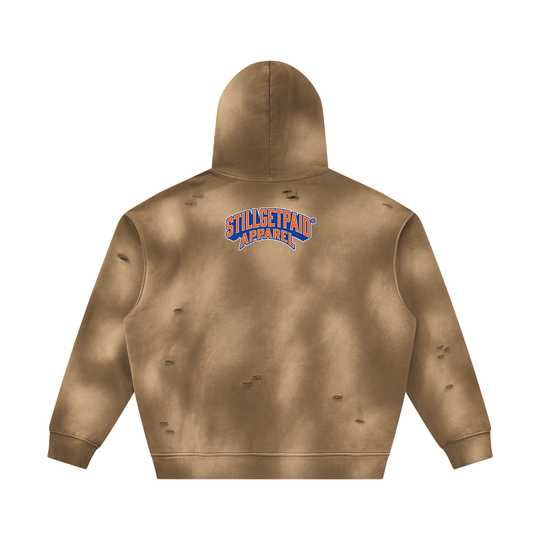 Unisex Sunfade Frayed Fleece Hoodie