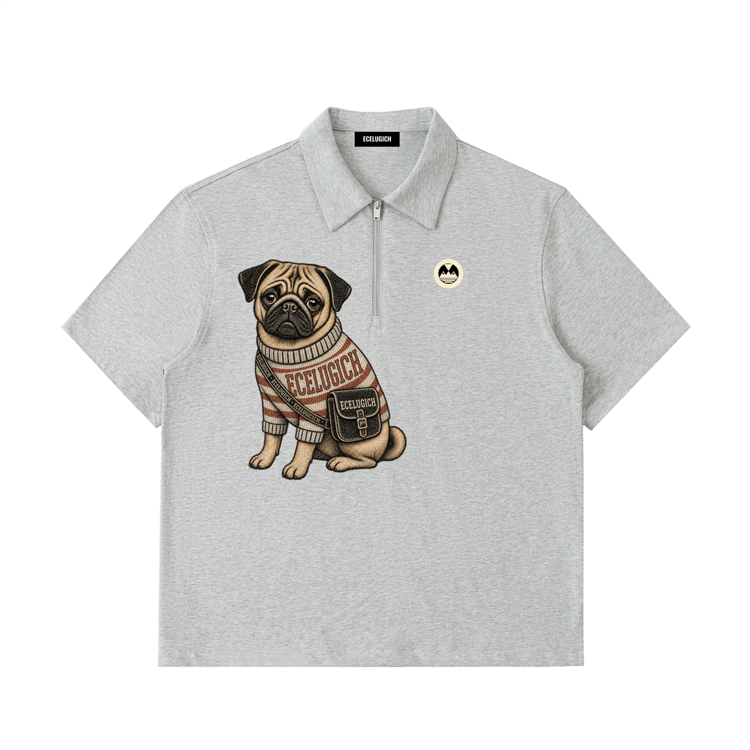 Half-Zip Cotton Polo Shirt