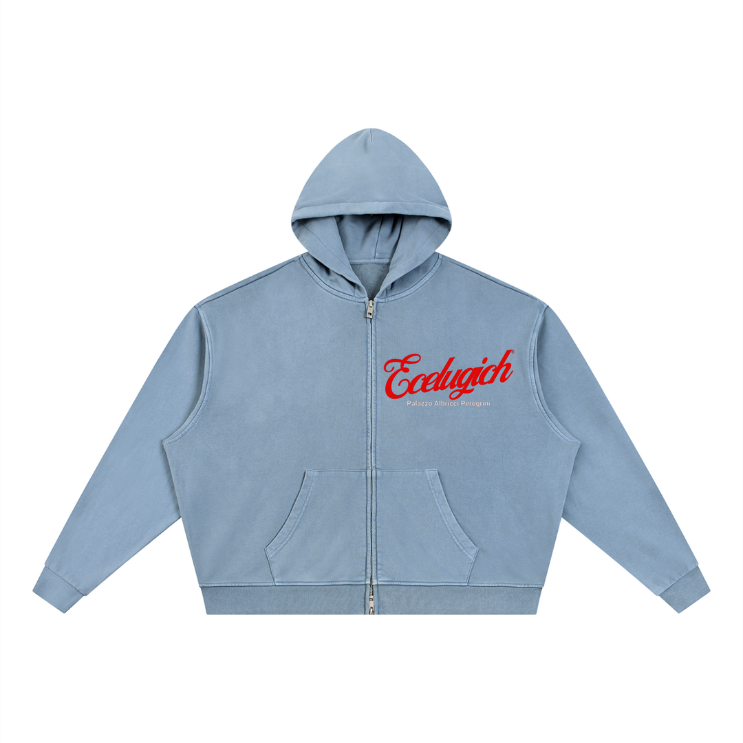 Palazzo Albricci Perebrini Unisex Vintage Wash Full Zip Boxy Hoodie