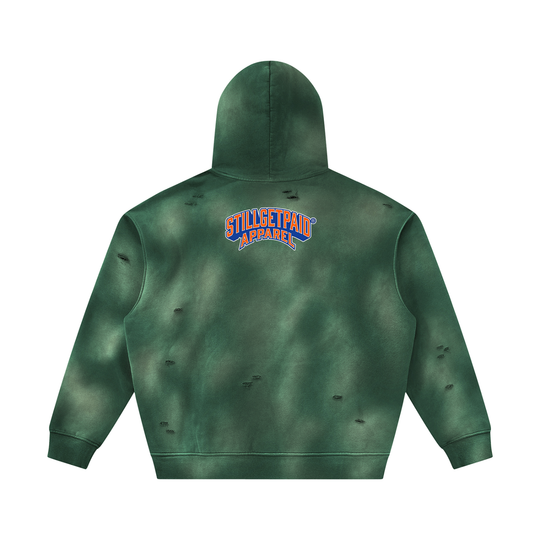 Unisex Sunfade Frayed Fleece Hoodie