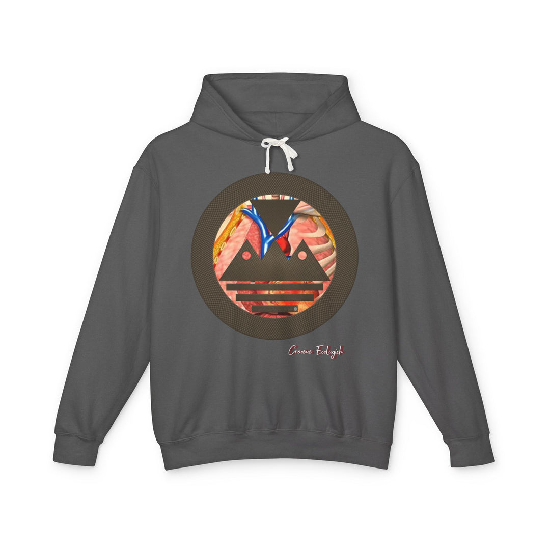 ECELUGICH® Logo Beating Heart Walbaum Fraktur Cozy Unisex Lightweight Hooded Sweatshirt with Retro Typography