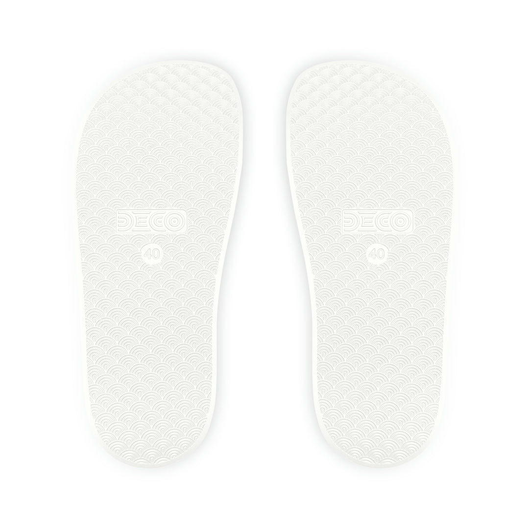 ECELUGICH Men's PU Slide Sandals QUAIL PRINT HEART