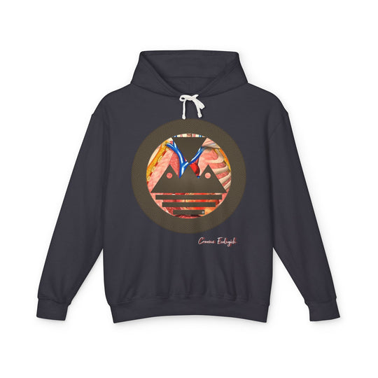 ECELUGICH® Logo Beating Heart Walbaum Fraktur Cozy Unisex Lightweight Hooded Sweatshirt with Retro Typography