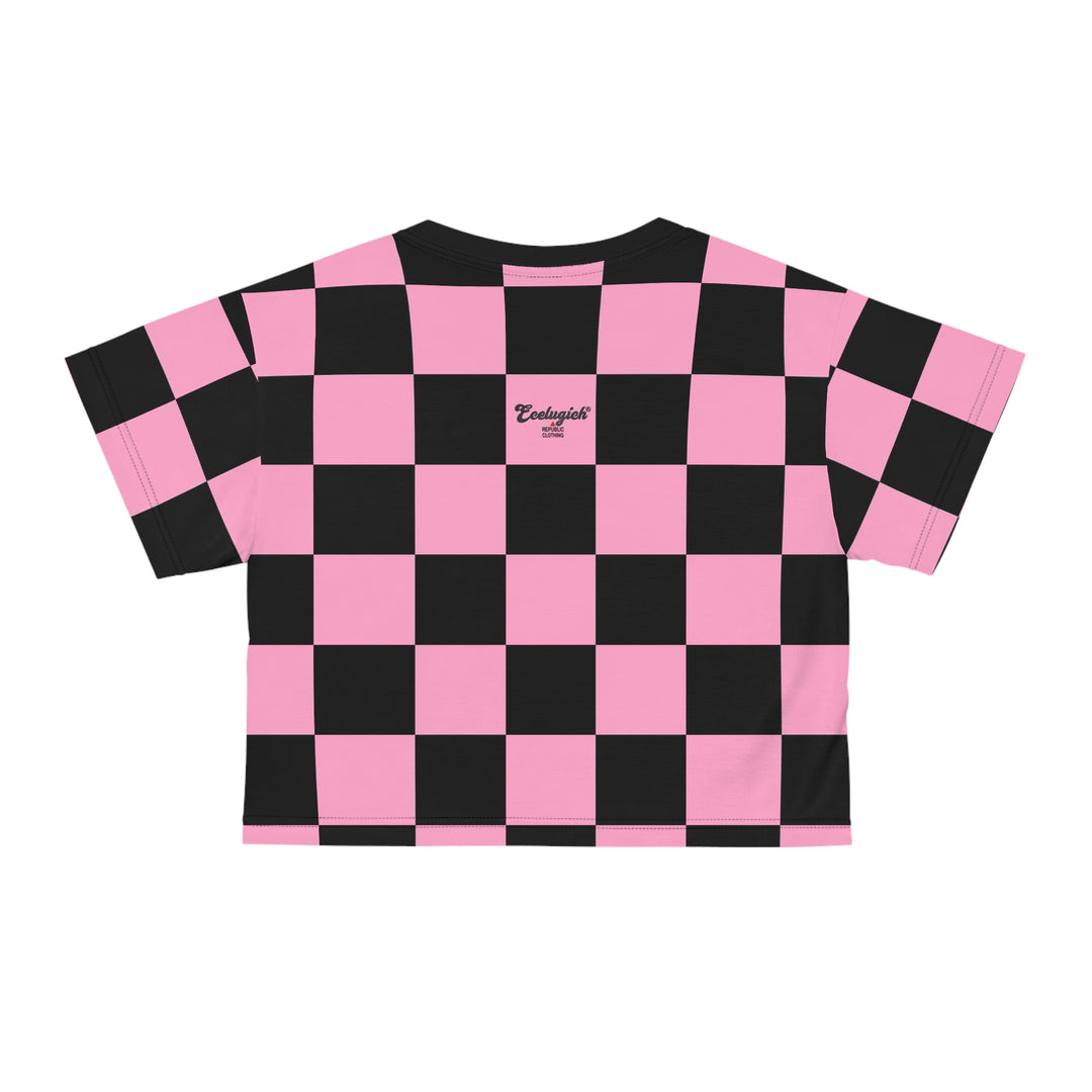 ECELUGICH Crop Tee Checker Pink