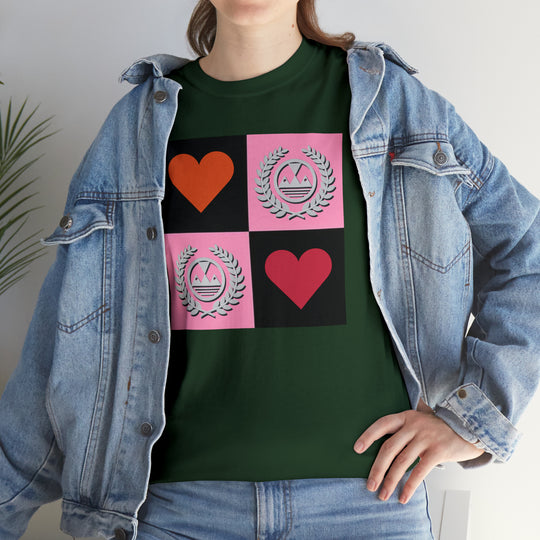 ECELUGICH Unisex Heavy Cotton Tee Box Hearts