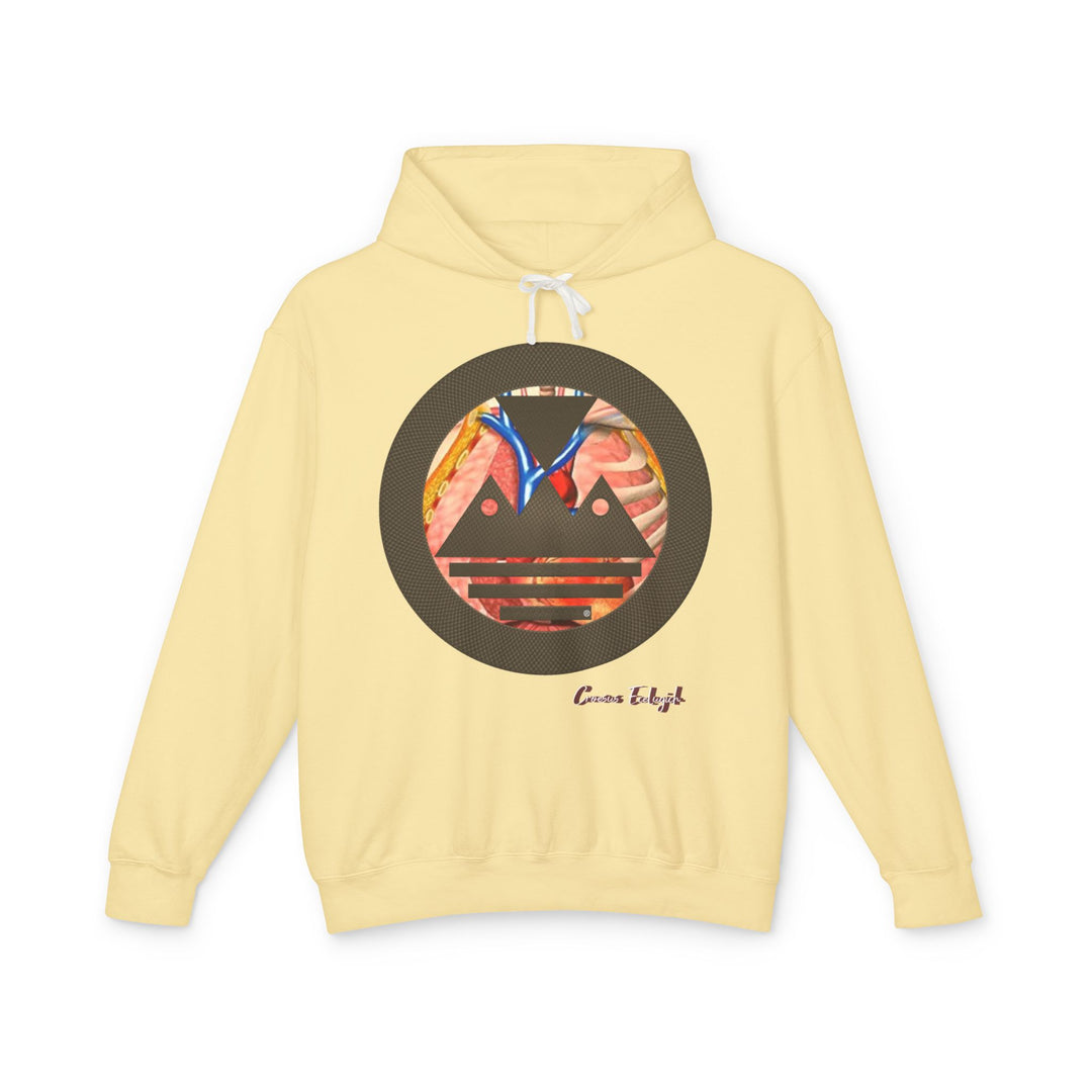 ECELUGICH® Logo Beating Heart Walbaum Fraktur Cozy Unisex Lightweight Hooded Sweatshirt with Retro Typography