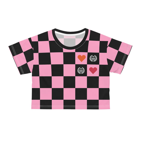 ECELUGICH Crop Tee Checker Pink