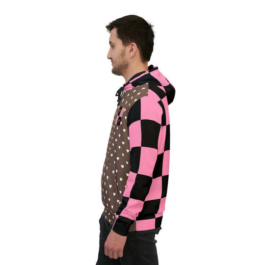 ECELUGICH Athletic Hoodie Pink Hearts