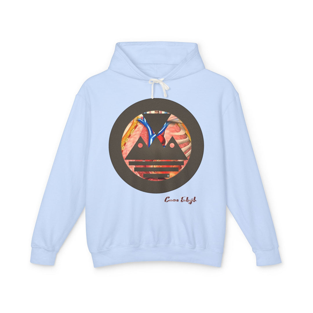 ECELUGICH® Logo Beating Heart Walbaum Fraktur Cozy Unisex Lightweight Hooded Sweatshirt with Retro Typography