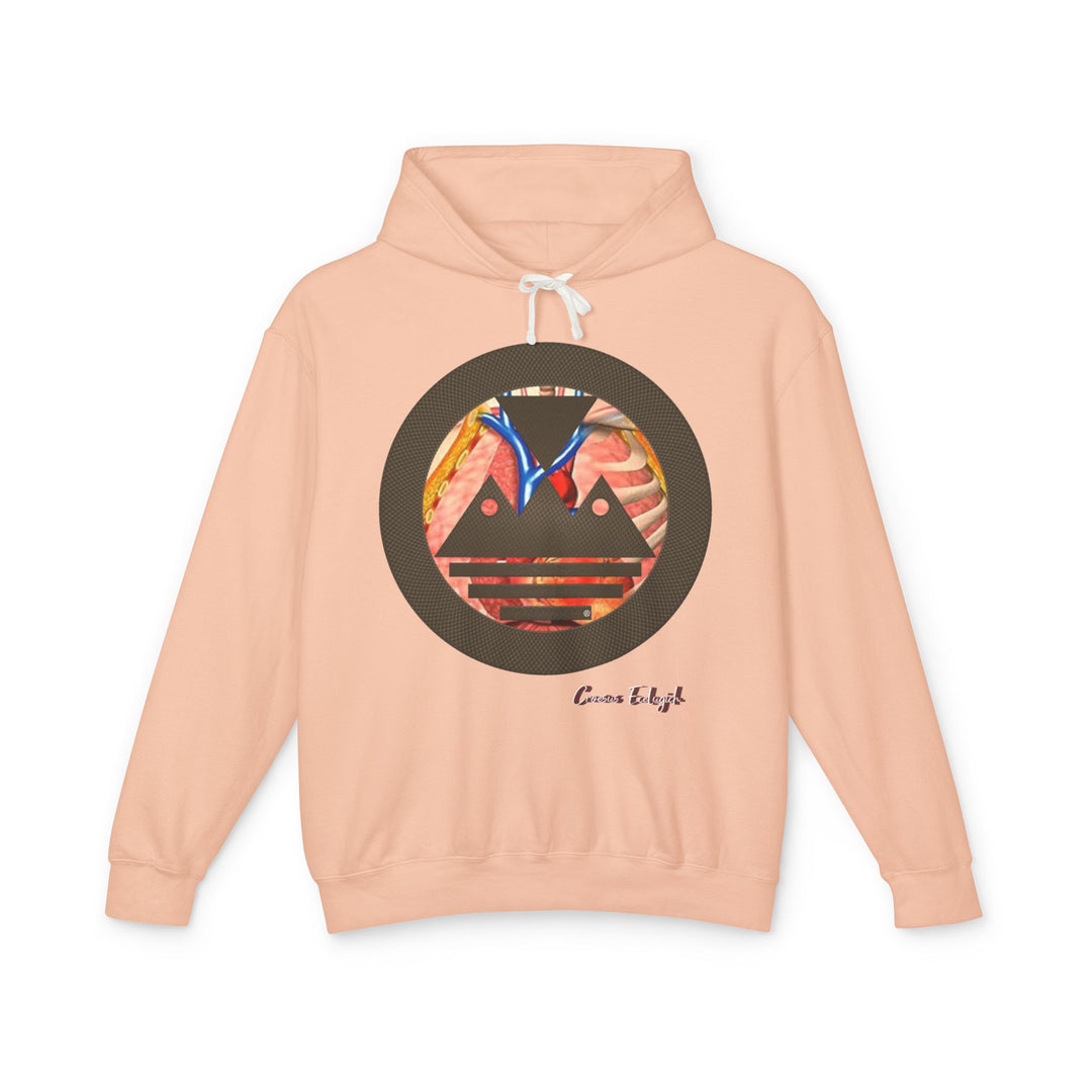 ECELUGICH® Logo Beating Heart Walbaum Fraktur Cozy Unisex Lightweight Hooded Sweatshirt with Retro Typography