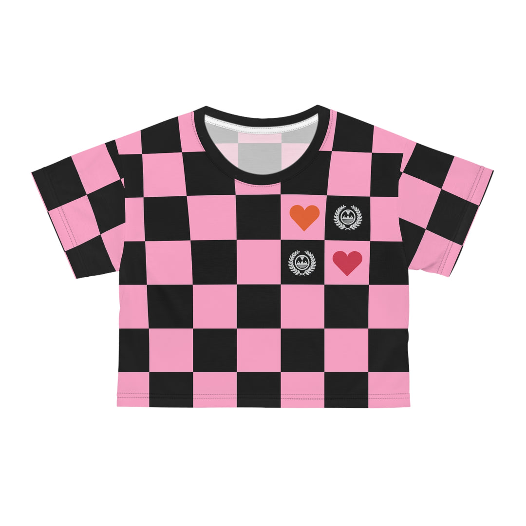 ECELUGICH Crop Tee Checker Pink