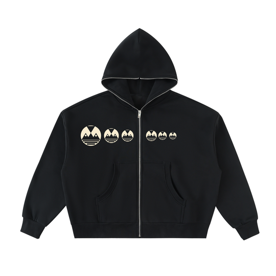 Fleeced Full-Zip Boxy Hoodie