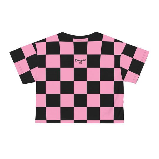 ECELUGICH Crop Tee Checker Pink