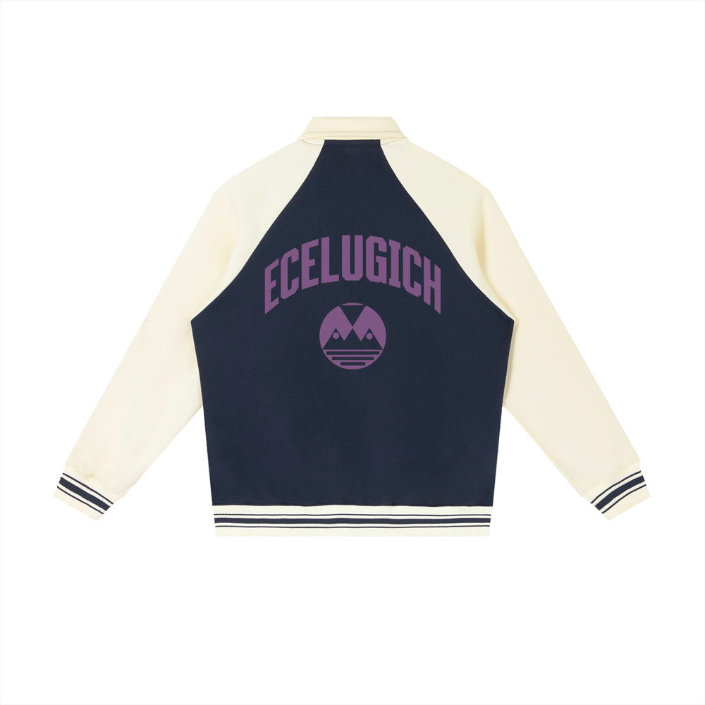 Contrast Raglan Sleeve Baseball Jacket