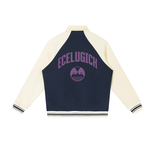 Contrast Raglan Sleeve Baseball Jacket