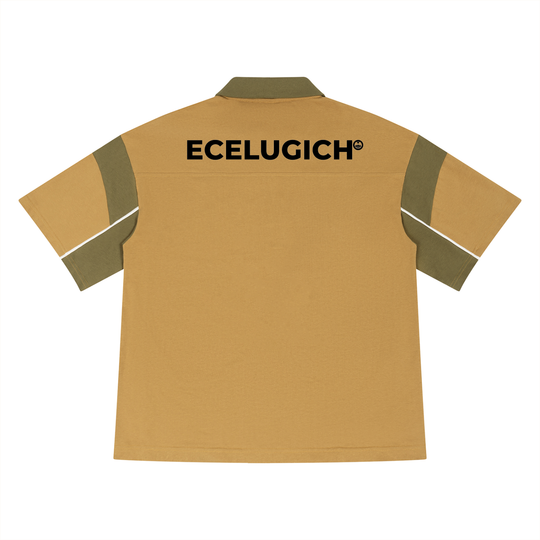 Unisex Boxy Color Block Polo Logo Shirt