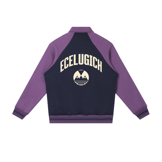Contrast Raglan Sleeve Baseball Jacket