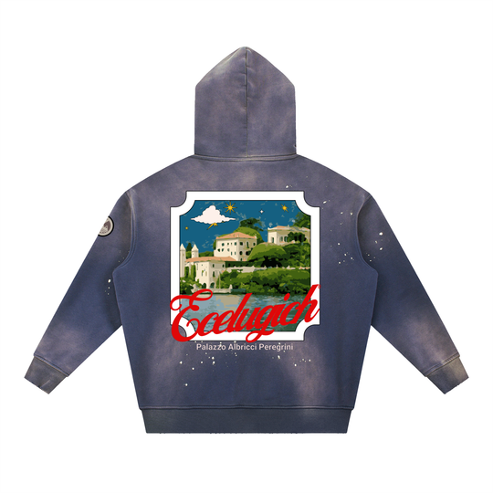 Vintage Washed Frayed Fleece Palazzo Albricci Perebrini Hoodie