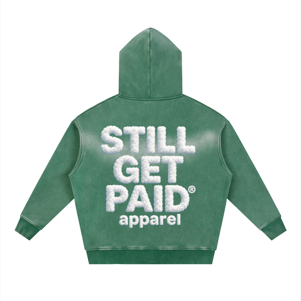 Sunfade Two-way Zipper Boxy Fleece Stacked Hoodie