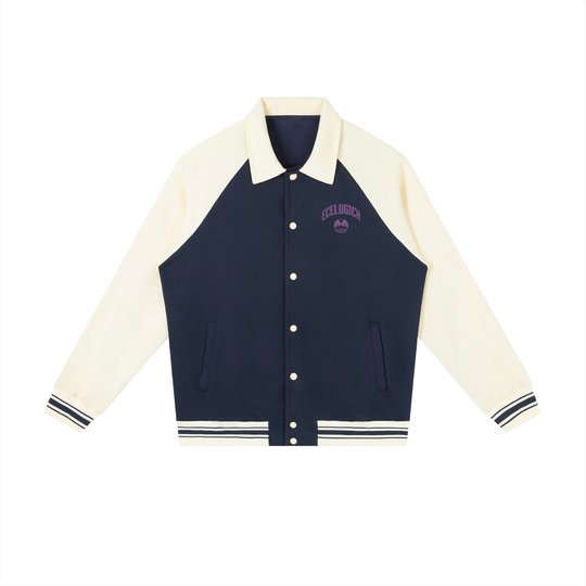 Contrast Raglan Sleeve Baseball Jacket