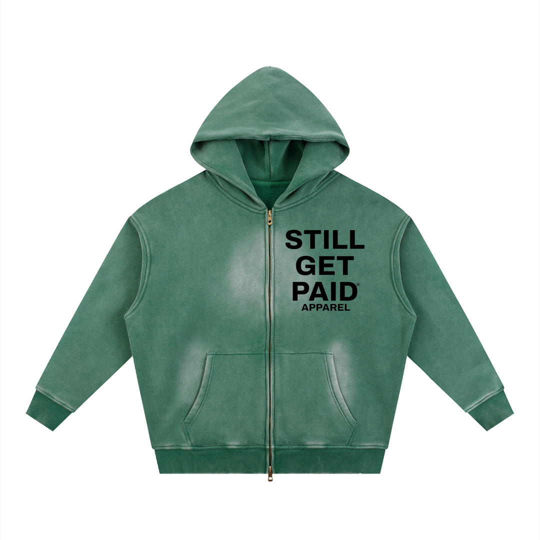 Sunfade Two-way Zipper Boxy Stacked Fleece Hoodie