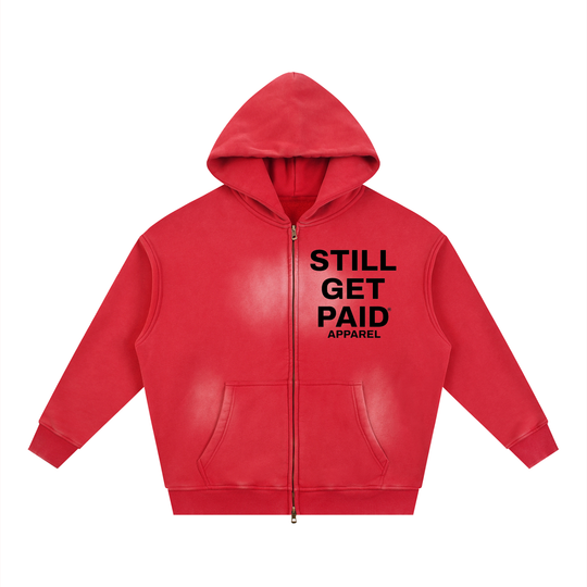 Sunfade Two-way Zipper Boxy Stacked Fleece Hoodie