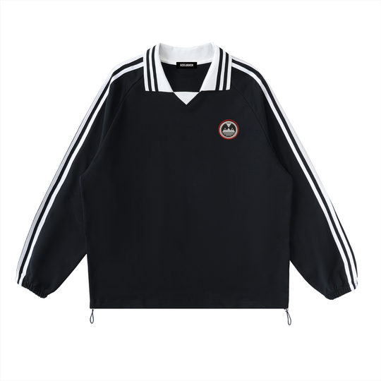 Contrast Striped Lapel Collar Palazzo Albricci Perebrini Sweatshirt
