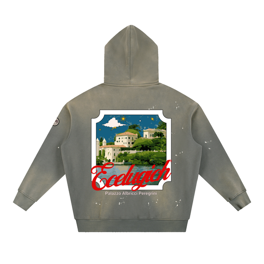 Vintage Washed Frayed Fleece Palazzo Albricci Perebrini Hoodie