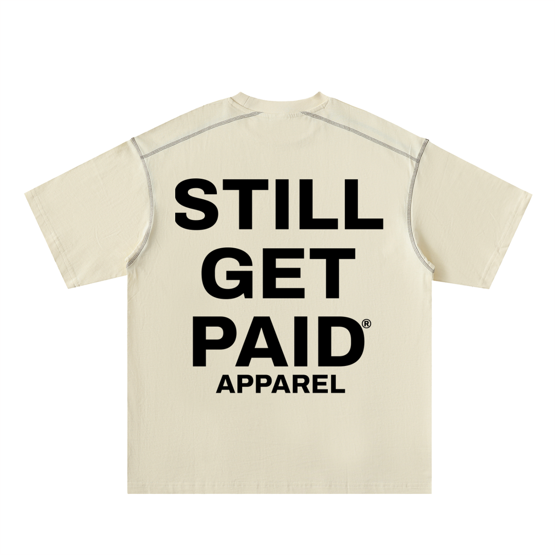 Oversized Contrast-Stitched Stacked Cotton Tee
