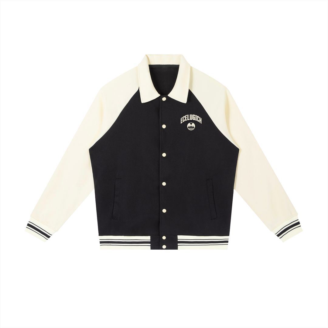 Contrast Raglan Sleeve Baseball Jacket