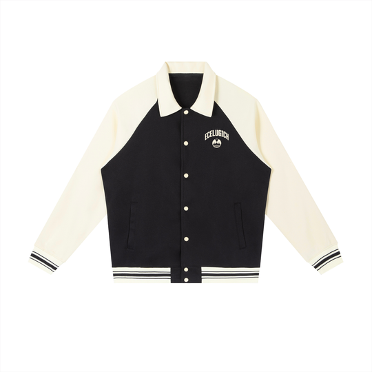 Contrast Raglan Sleeve Baseball Jacket