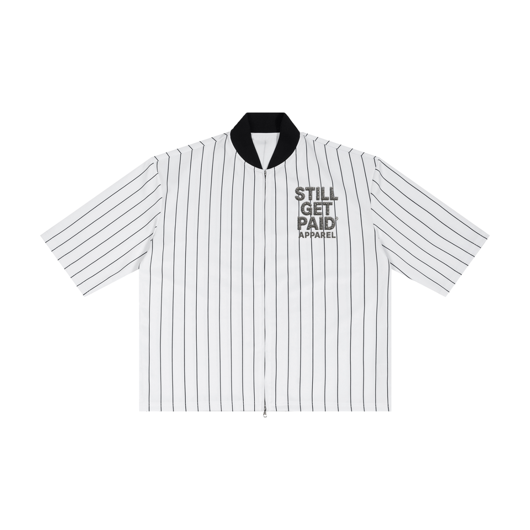 Unisex Striped Full-Zip Stacked Baseball Jersey