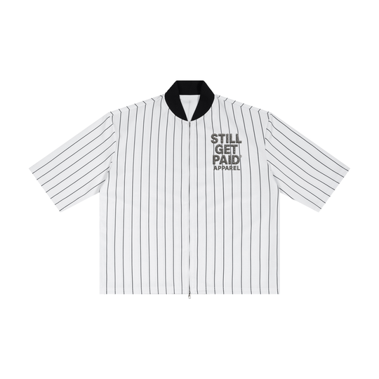 Unisex Striped Full-Zip Stacked Baseball Jersey