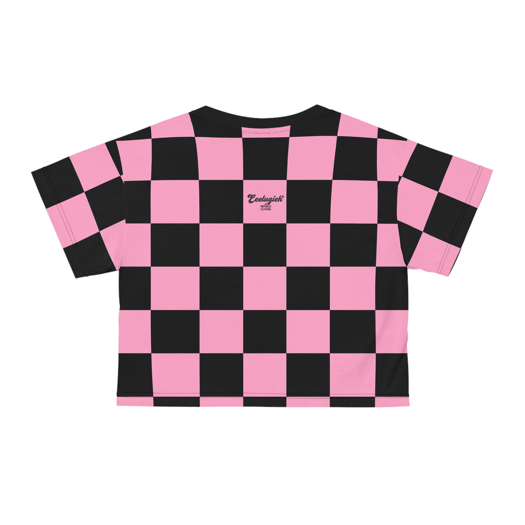ECELUGICH Crop Tee Checker Pink