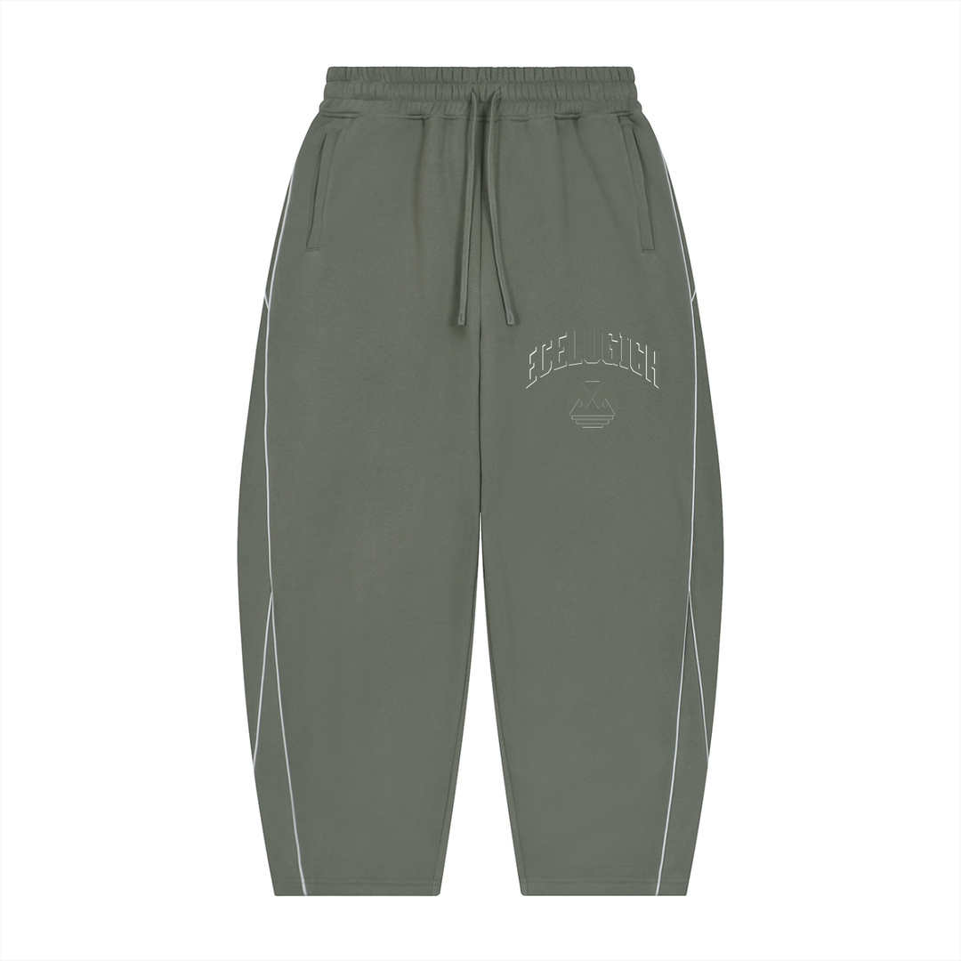 Unisex Piping Fleece Barrel Leg Sweatpants