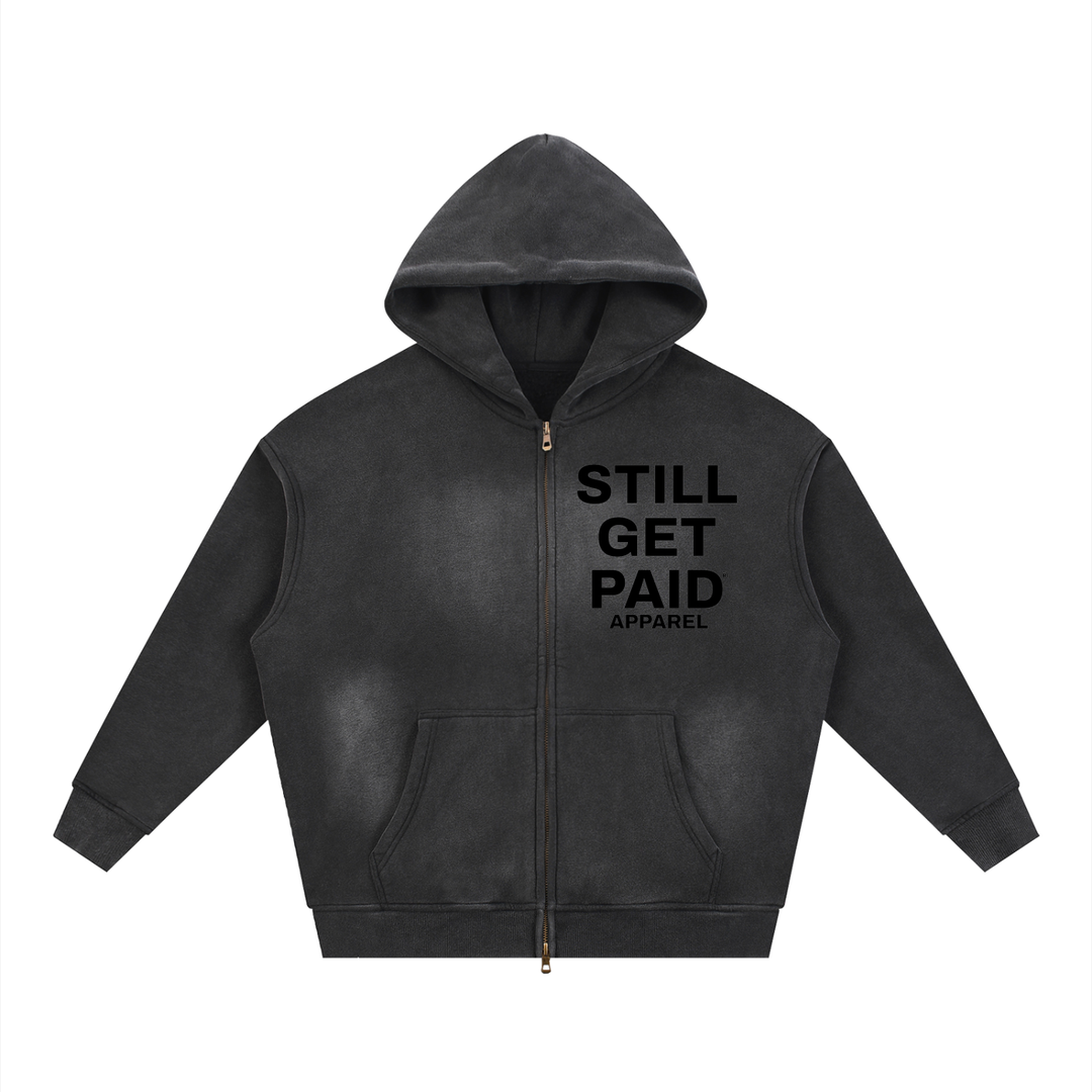 Sunfade Two-way Zipper Boxy Stacked Fleece Hoodie