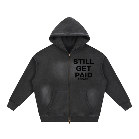 Sunfade Two-way Zipper Boxy Stacked Fleece Hoodie
