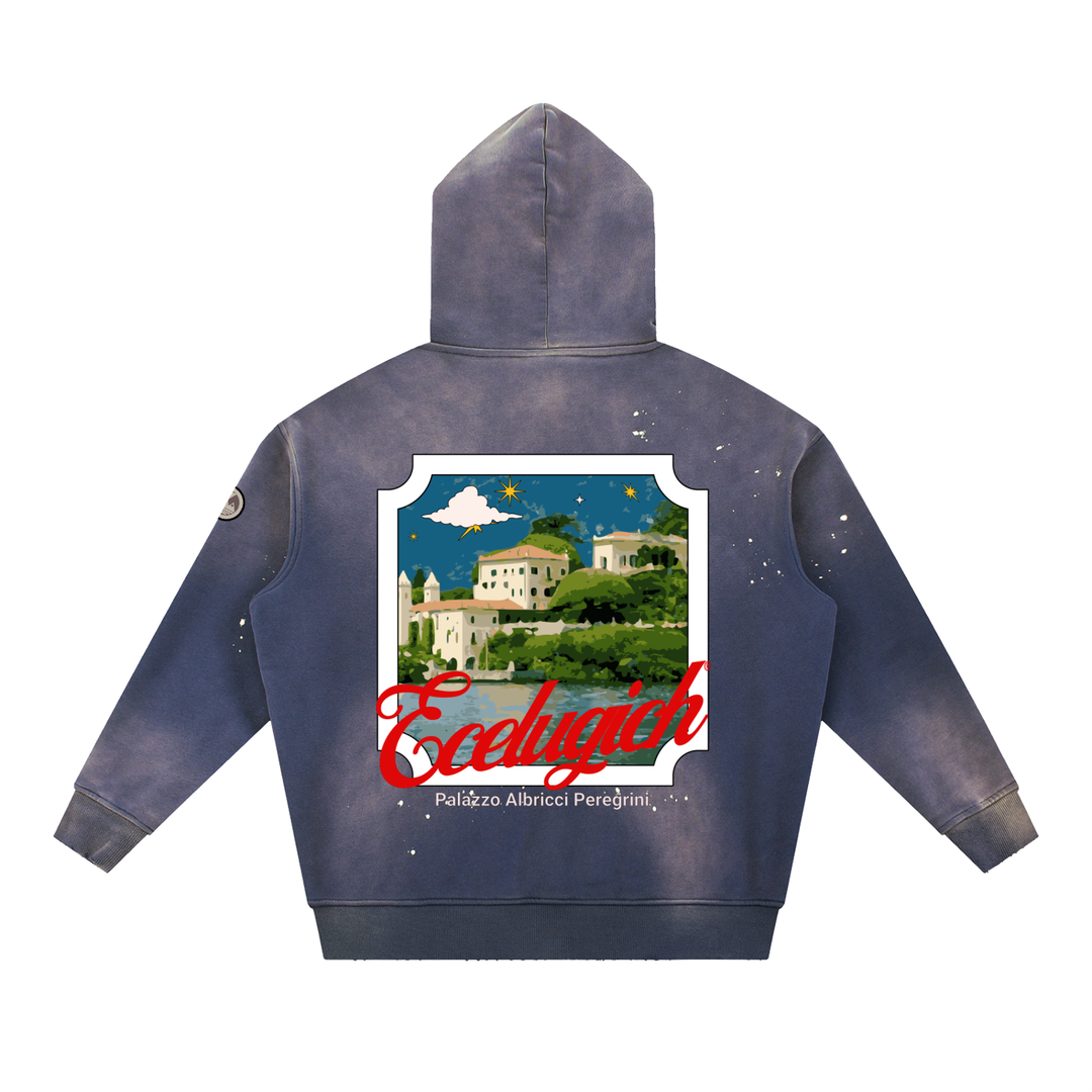 Vintage Washed Frayed Fleece Palazzo Albricci Perebrini Hoodie