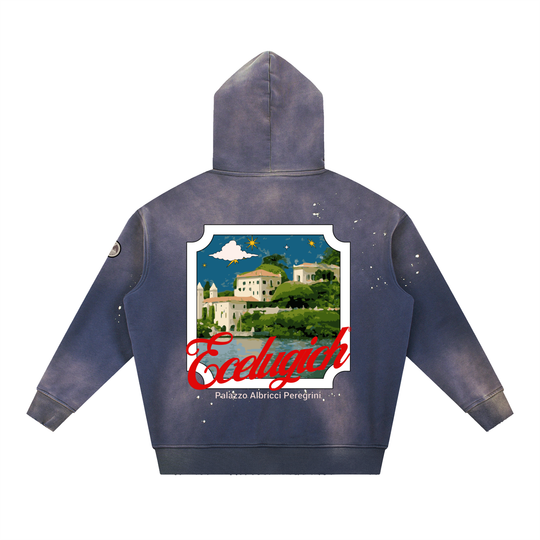 Vintage Washed Frayed Fleece Palazzo Albricci Perebrini Hoodie
