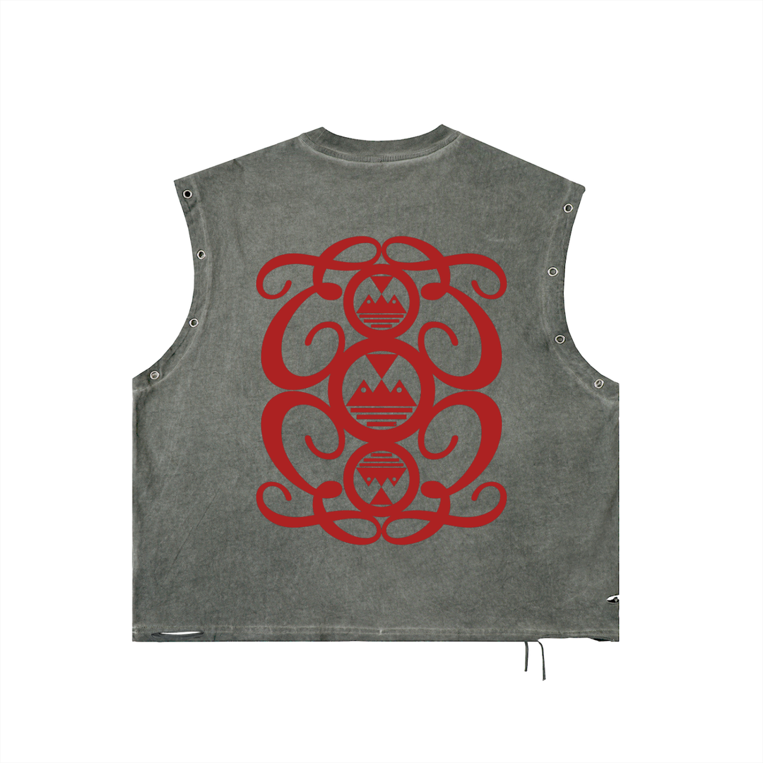 Distressed Grommet Eyelet Palazzo Albricci Perebrini Tank Top