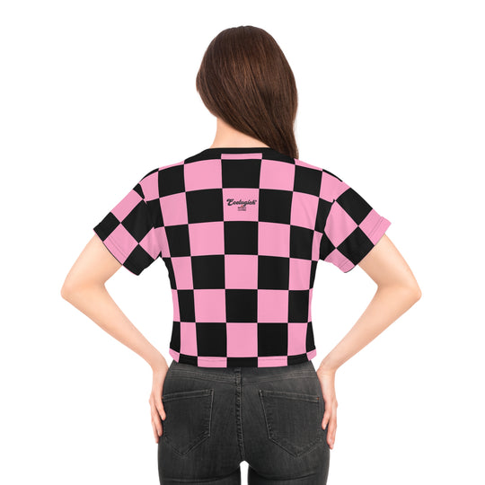 ECELUGICH Crop Tee Checker Pink