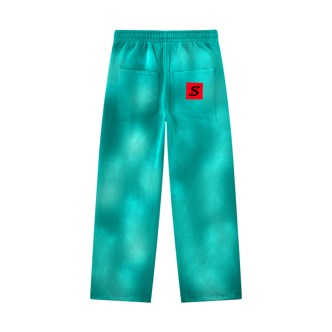 Unisex Sunfade Wide Leg Fleece Cloud Stacked Sweatpants