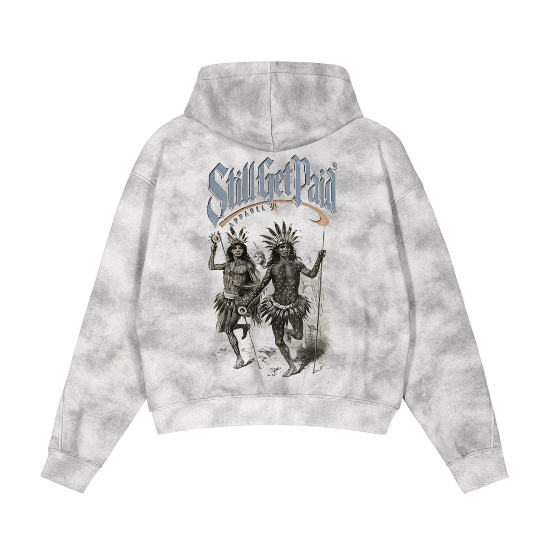 Dirty Washed Zip-Up Fleece Hoodie