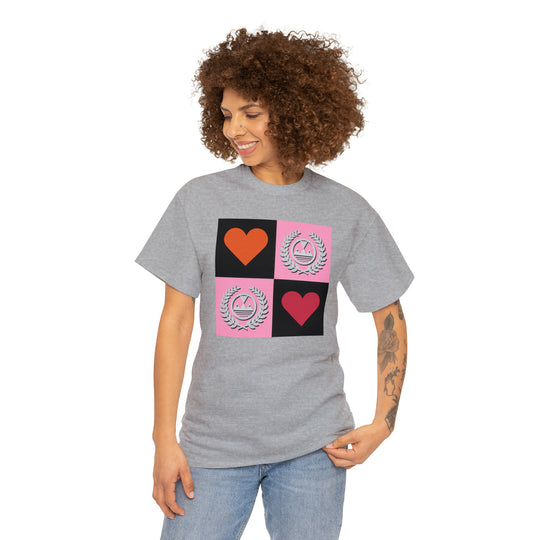 ECELUGICH Unisex Heavy Cotton Tee Box Hearts