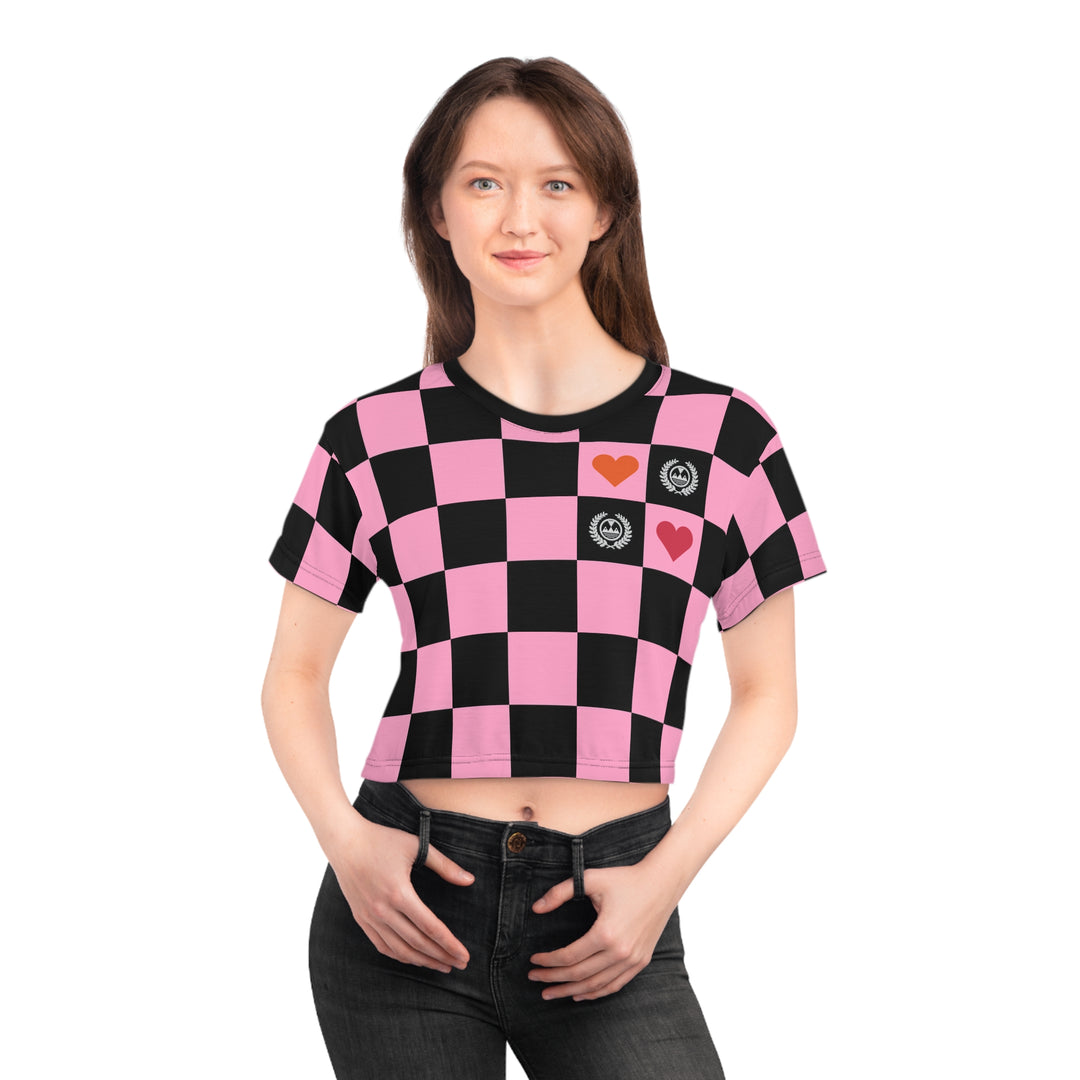 ECELUGICH Crop Tee Checker Pink