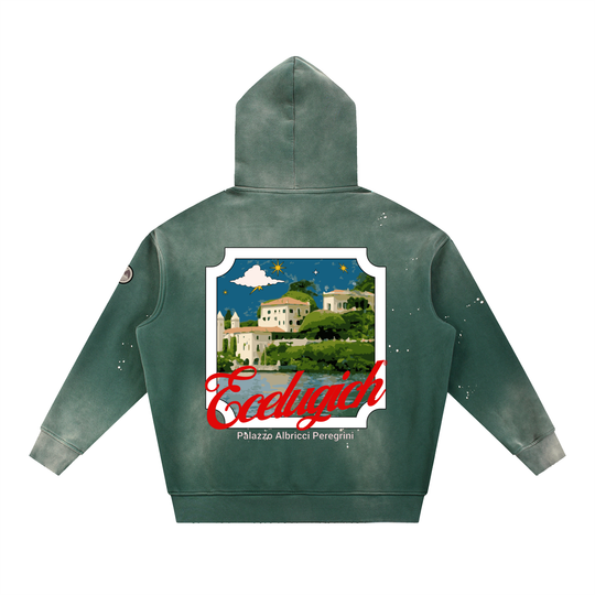 Vintage Washed Frayed Fleece Palazzo Albricci Perebrini Hoodie