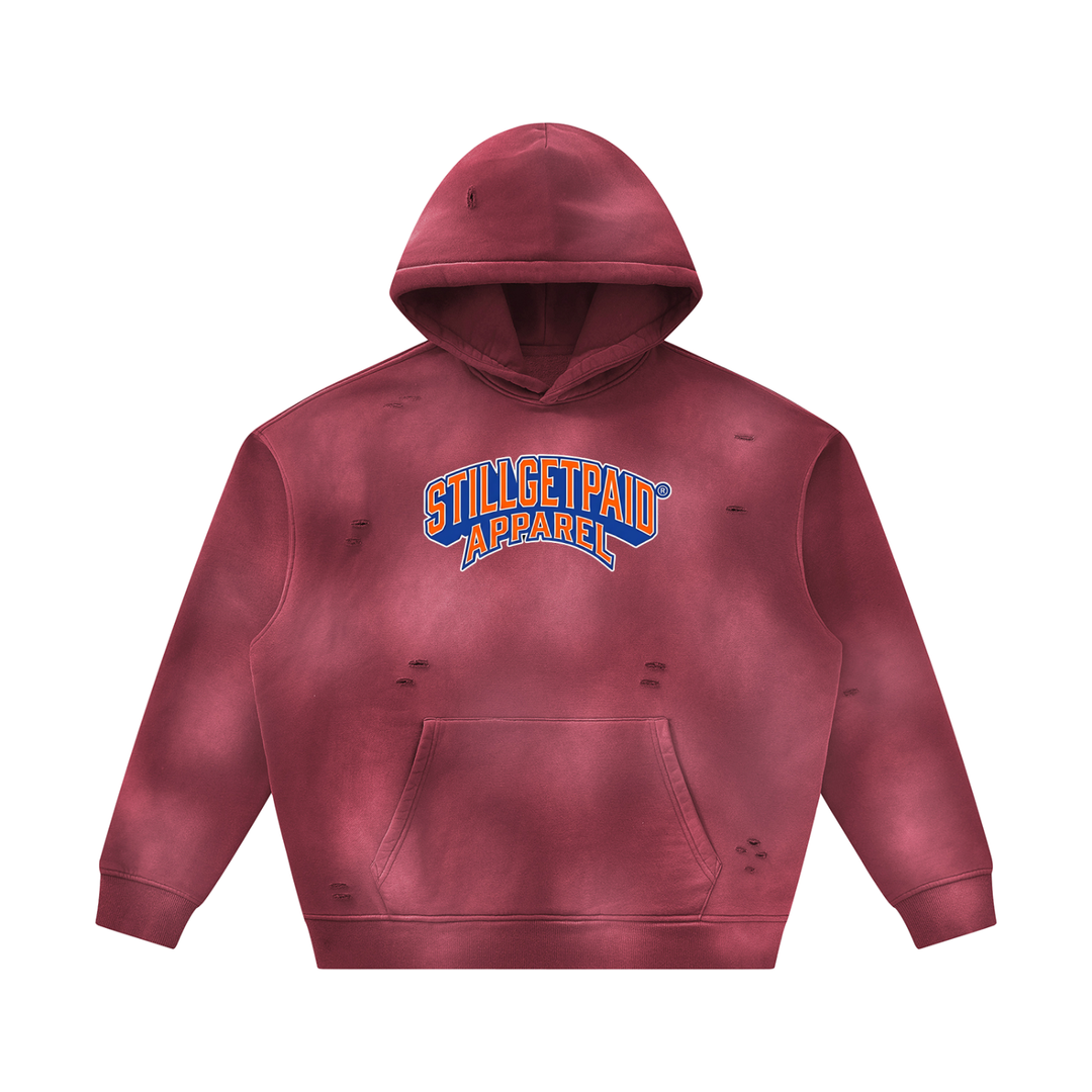 Unisex Sunfade Frayed Fleece Hoodie