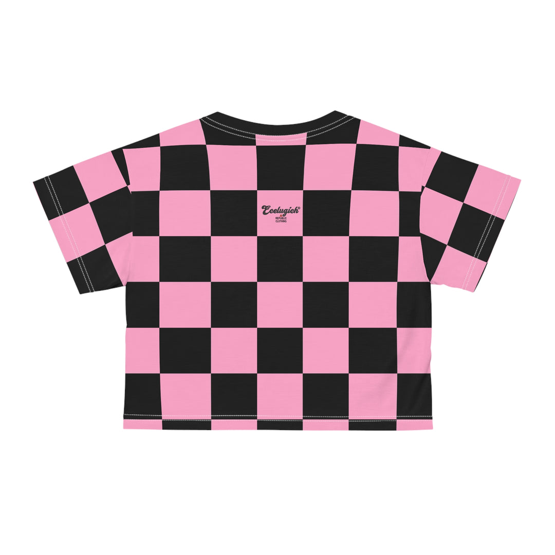 ECELUGICH Crop Tee Checker Pink