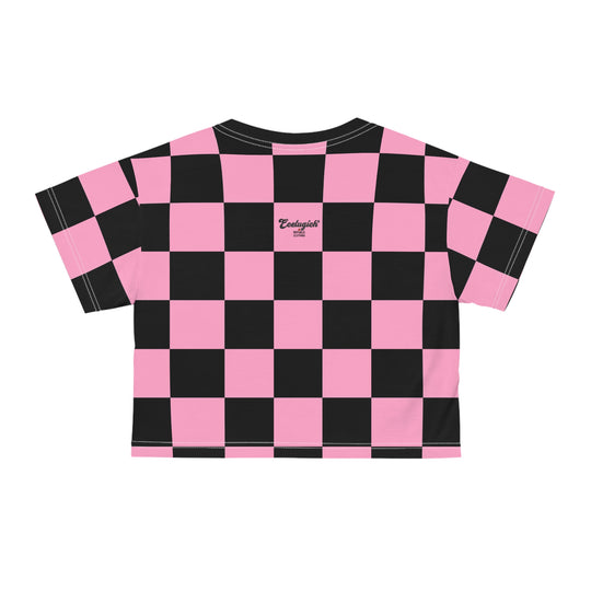 ECELUGICH Crop Tee Checker Pink