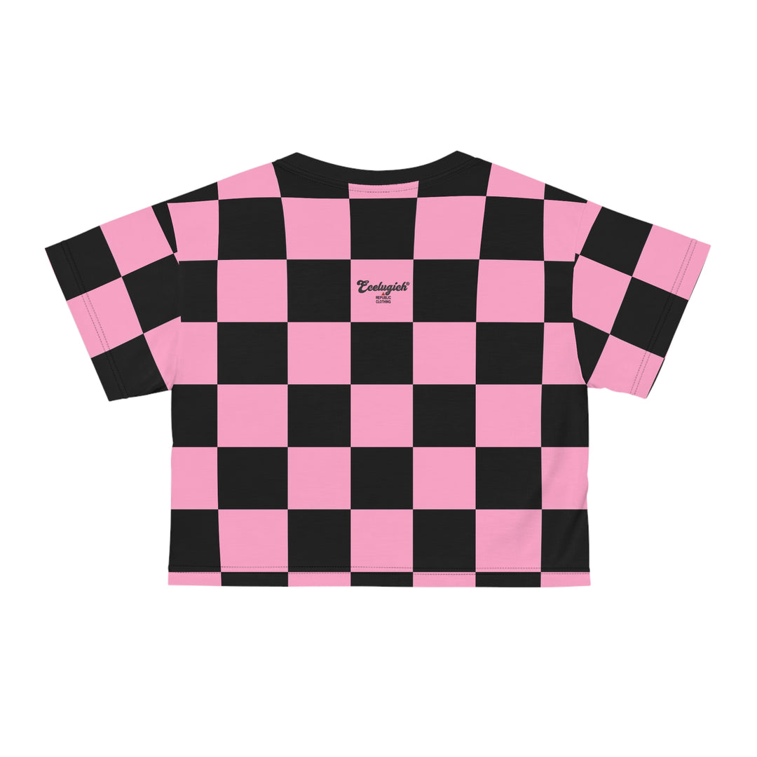 ECELUGICH Crop Tee Checker Pink